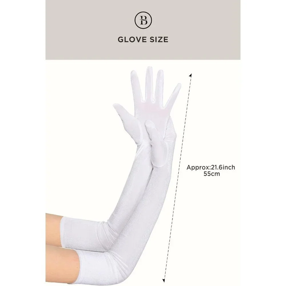 Women's Velvet White Long Gloves Elbow Flapper Costume Party Tea Accessories